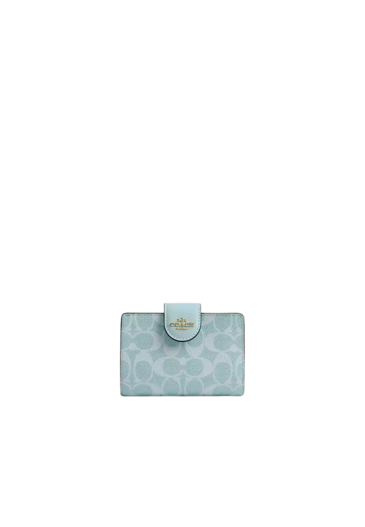Coach Medium Wallet Corner Zip In Signature Canvas In Light Blue CW786