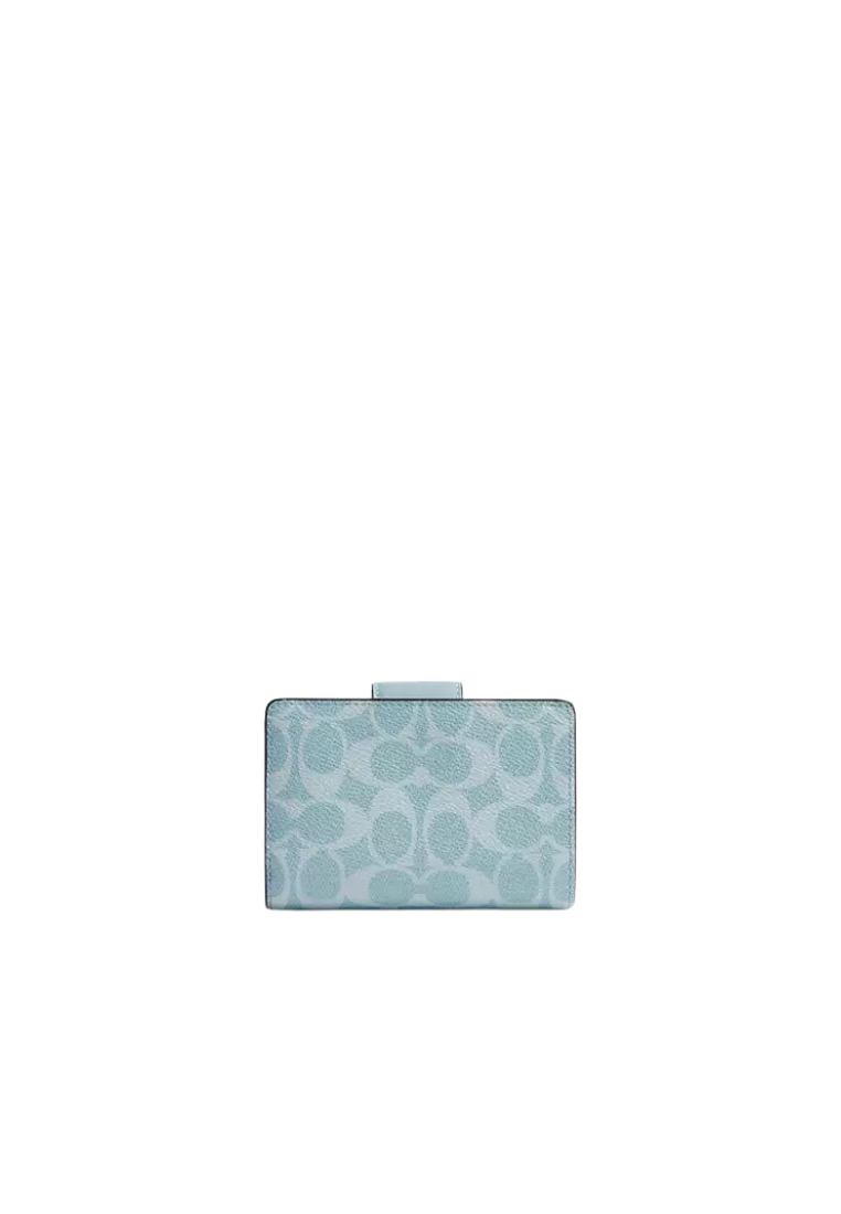 Coach Medium Wallet Corner Zip In Signature Canvas In Light Blue CW786