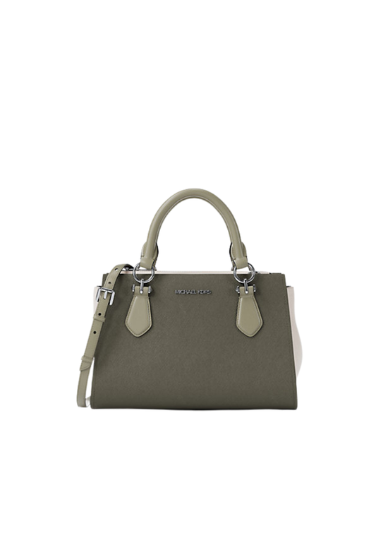 ( PREORDER ) Michael Kors Marilyn Small Color-Block Saffiano Leather Messenger Bag In Olive Combo 35F5S6AM1T