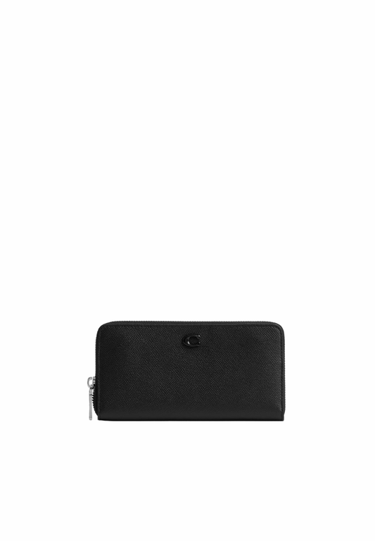 ( PREORDER ) Coach Accordion Wallet With Signature Canvas Interior Wallet In Black CJ884