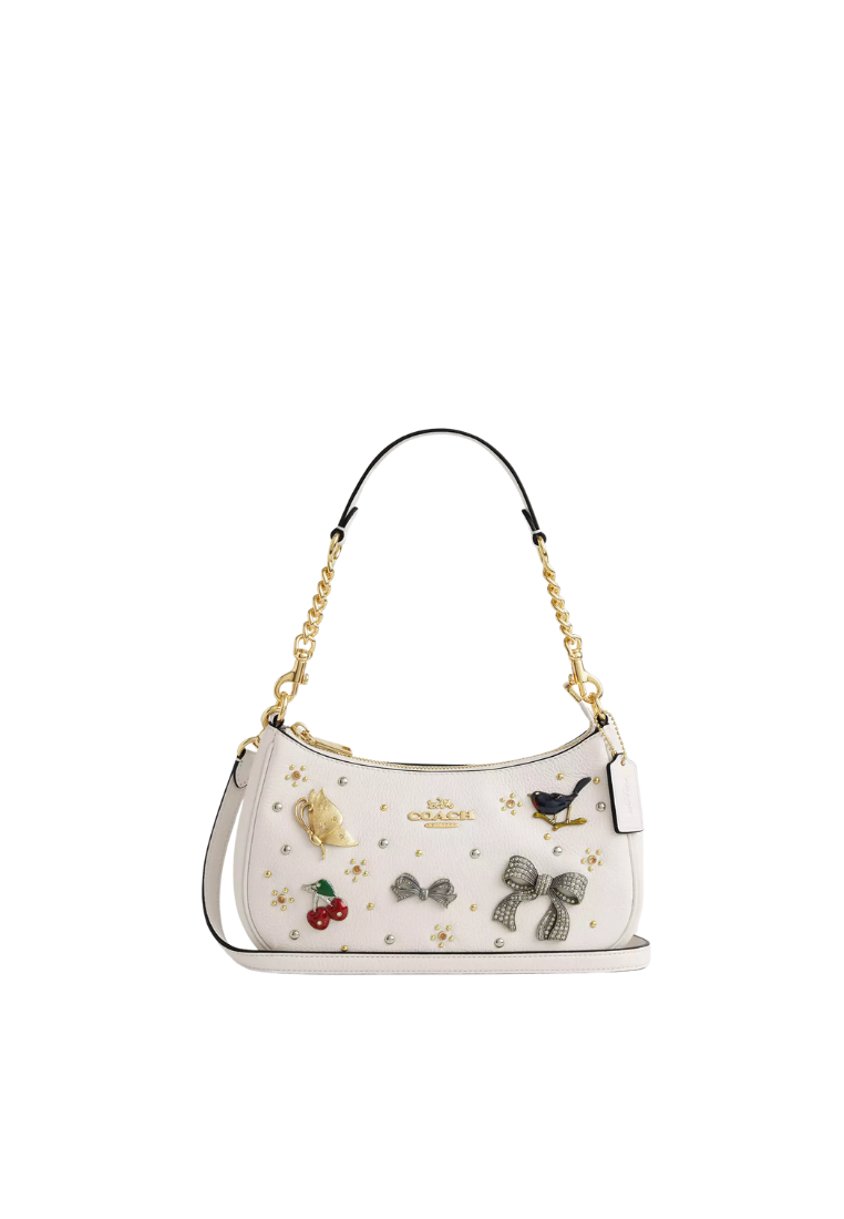 ( PREORDER ) Coach Teri With Pins Shoulder Bag In Gold Chalk CCE87