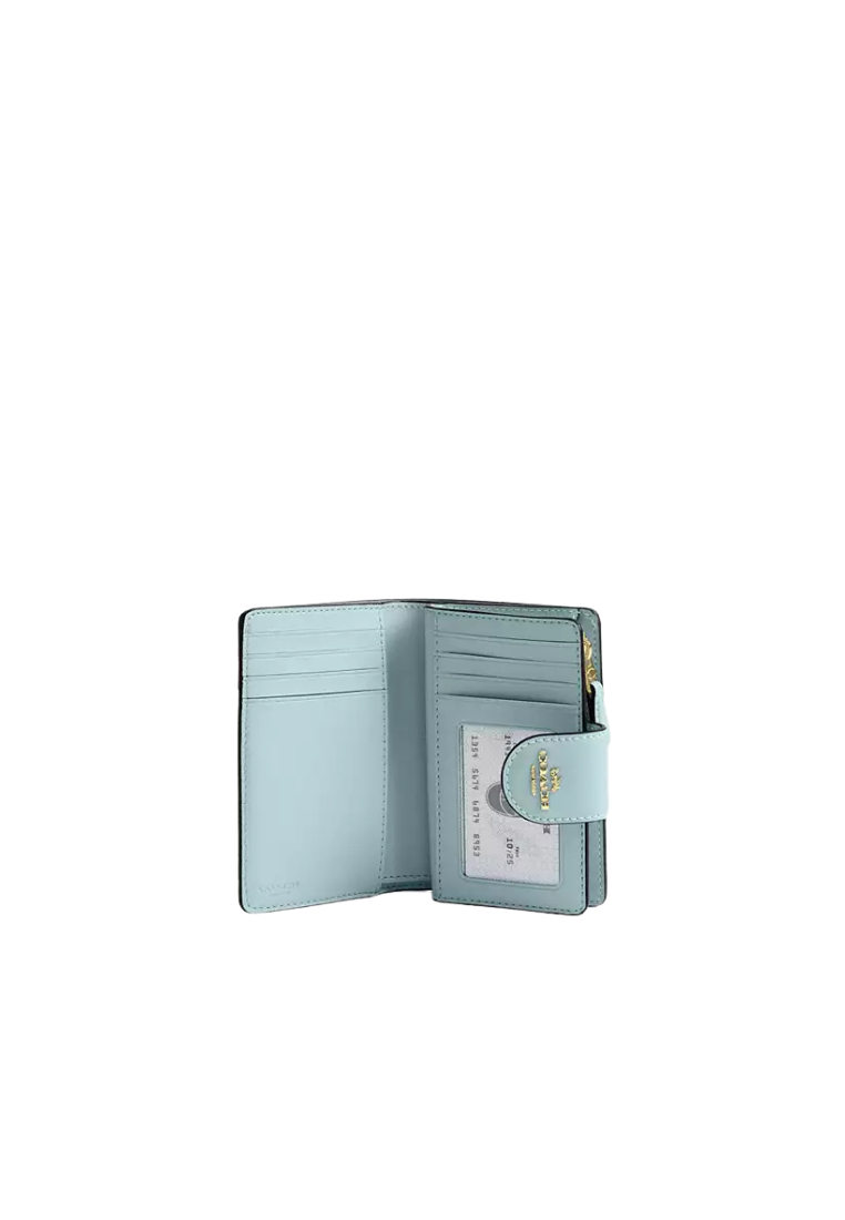 Coach Medium Wallet Corner Zip In Signature Canvas In Light Blue CW786