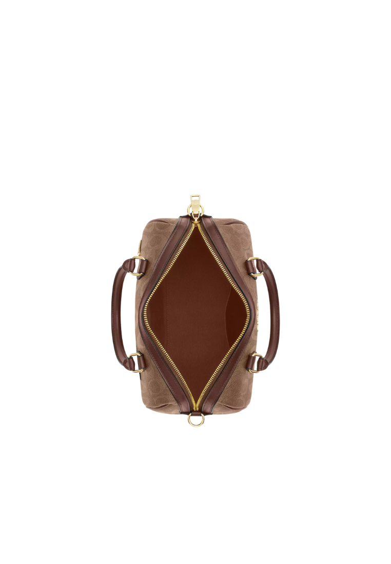 Coach Rowan In Signature Canvas Satchel Bag In Tan Brown CV961