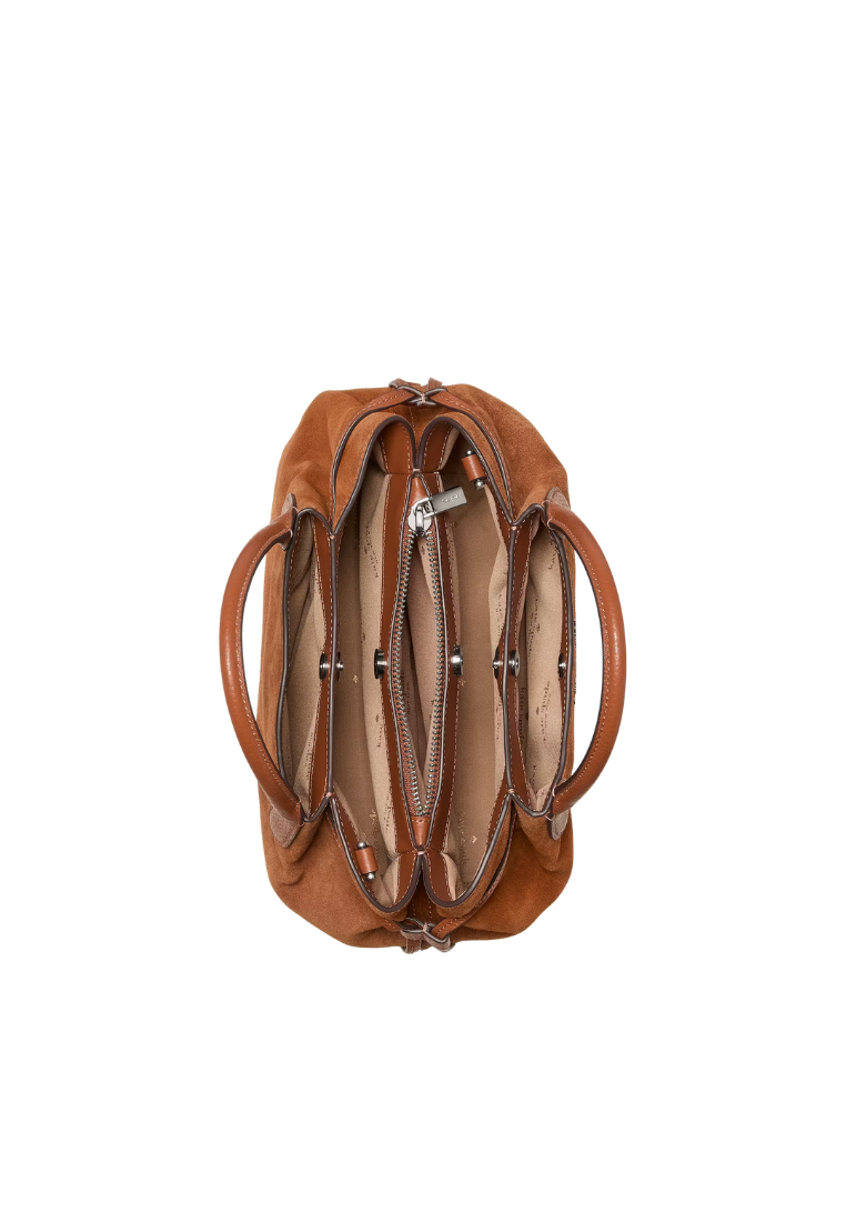 ( PREORDER ) Kate Spade Dumpling Suede Small Satchel Bag In Warm Gingerbread KM141