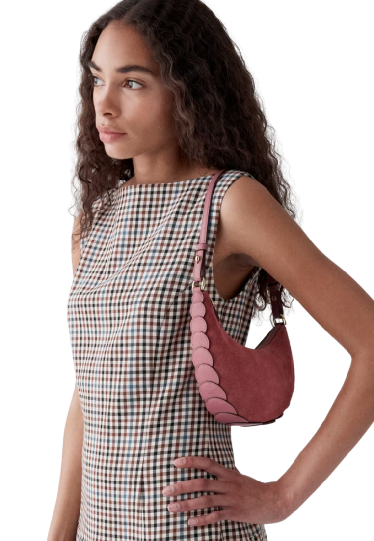 ( PREORDER ) Kate Spade Duo Dot Suede Mini Shoulder Bag In Pomegranate KP530