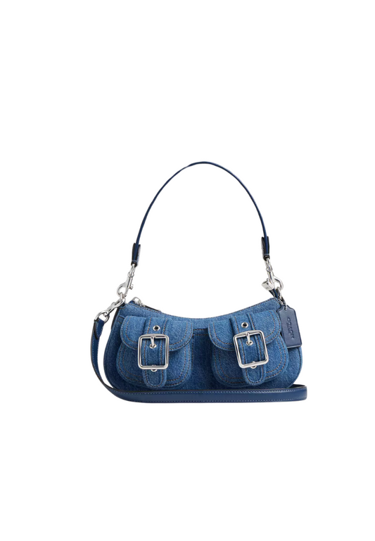 ( PREORDER ) Coach Ashton Shoulder Bag In Denim Silver CAK44