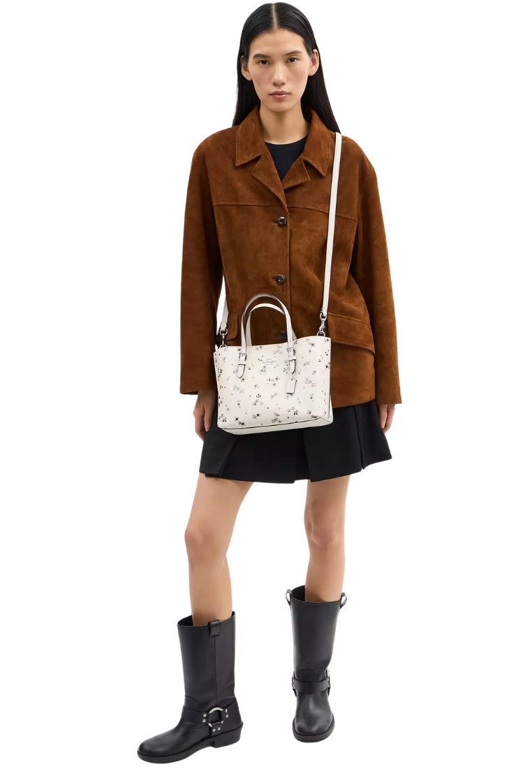 ( PREORDER ) Coach Mollie 25 With Star Print Tote Bag In Silver CCV87