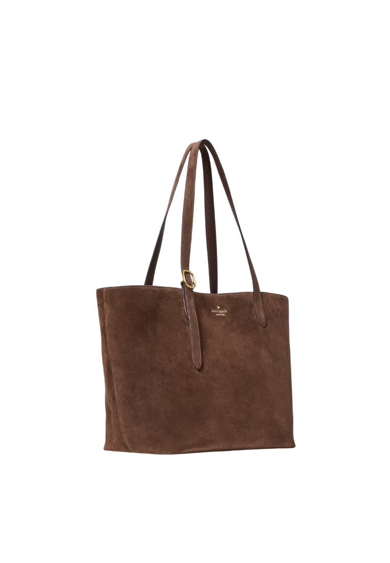 ( PREORDER ) Kate Spade 454 Suede Large Tote Bag In Hot Fudge KM714