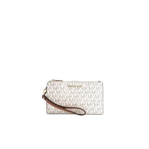 Michael Kors Jet Set Travel 35F8GTVWOB Large Double Zip Wristlet Wallet Signature In Vanilla