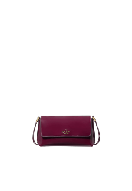 Kate Spade Gwen Textured Patent Crossbody Bag In Deep Cherry KP151