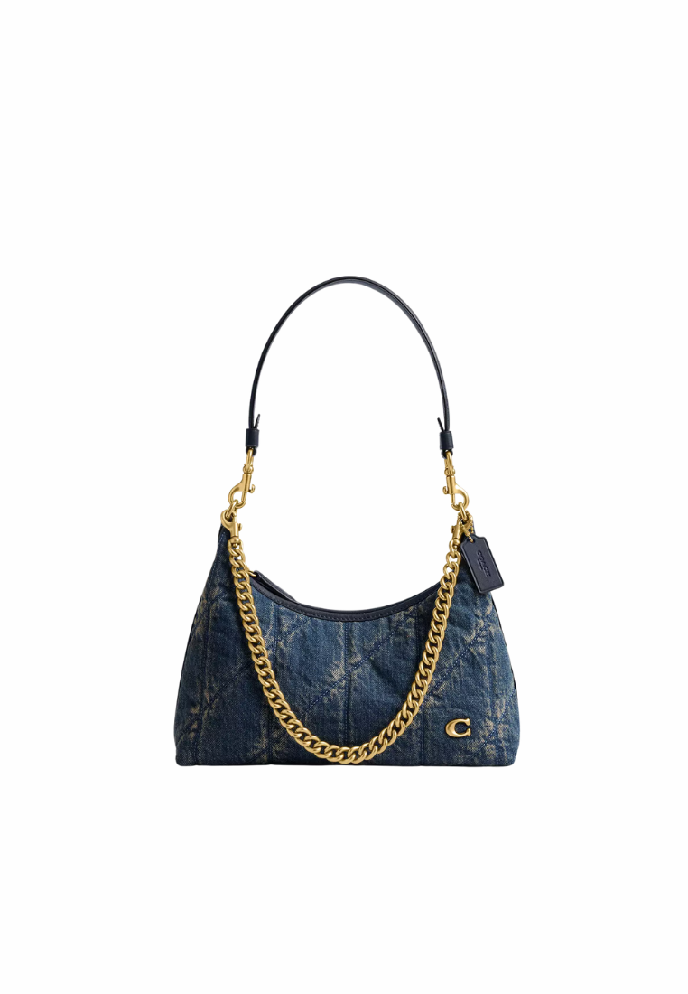 ( PREORDER ) Coach Juliet 25 In Regenerative Cotton Denim With Quilting Shoulder Bag In Dark Indigo CDZ67
