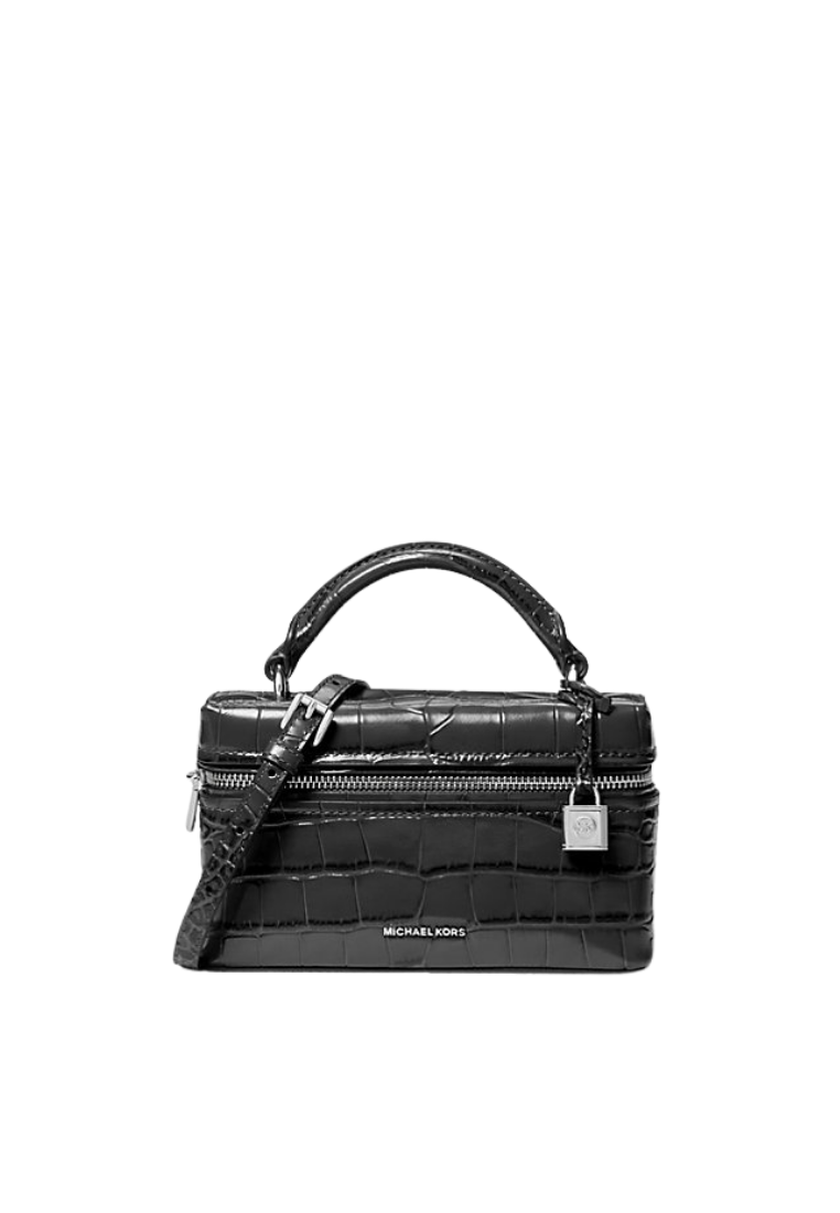 ( PREORDER ) Michael Kors Jana Extra-Small Crocodile Embossed Leather Crossbody Bag In Black 32F5SQ1C0E