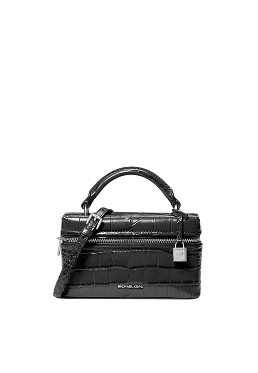 ( PREORDER ) Michael Kors Jana Extra-Small Crocodile Embossed Leather Crossbody Bag In Black 32F5SQ1C0E