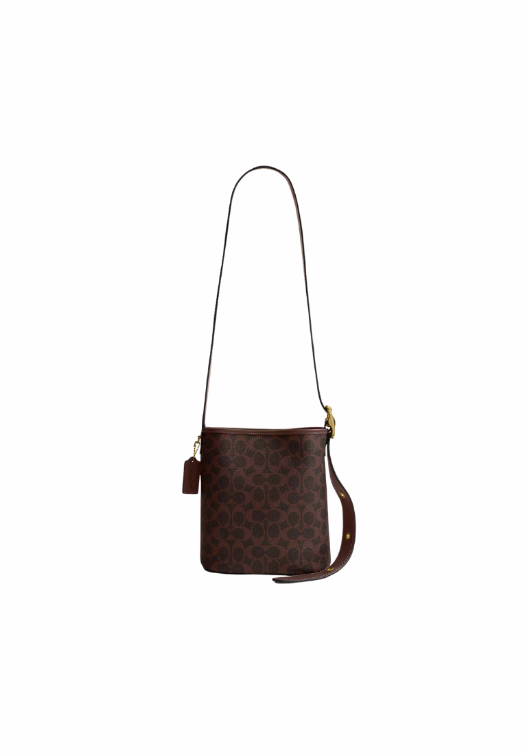 ( PREORDER ) Coach Bleecker 21 In Signature Canvas Bucket Bag In Brass Maple CCX06