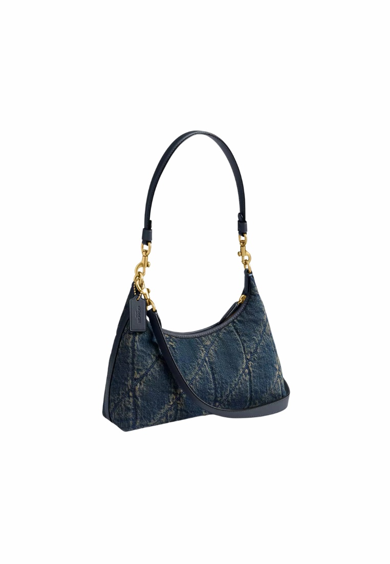 ( PREORDER ) Coach Juliet 25 In Regenerative Cotton Denim With Quilting Shoulder Bag In Dark Indigo CDZ67