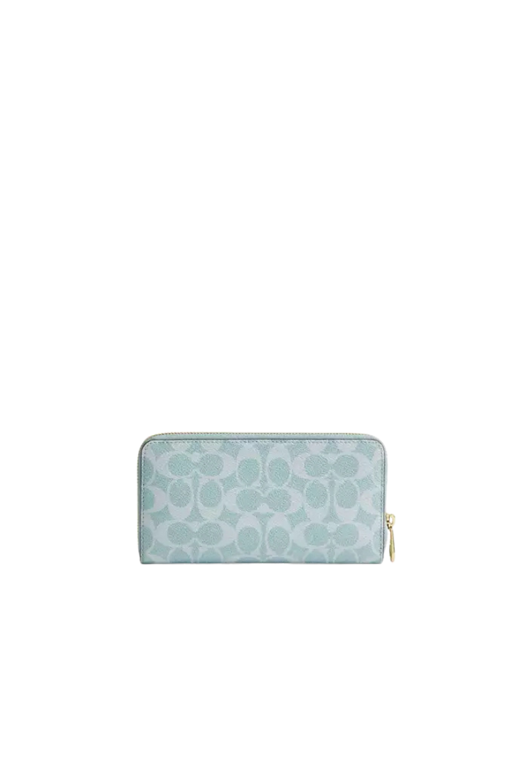 Coach Long Zip Around Wallet In Signature Canvas In Light Blue CW778