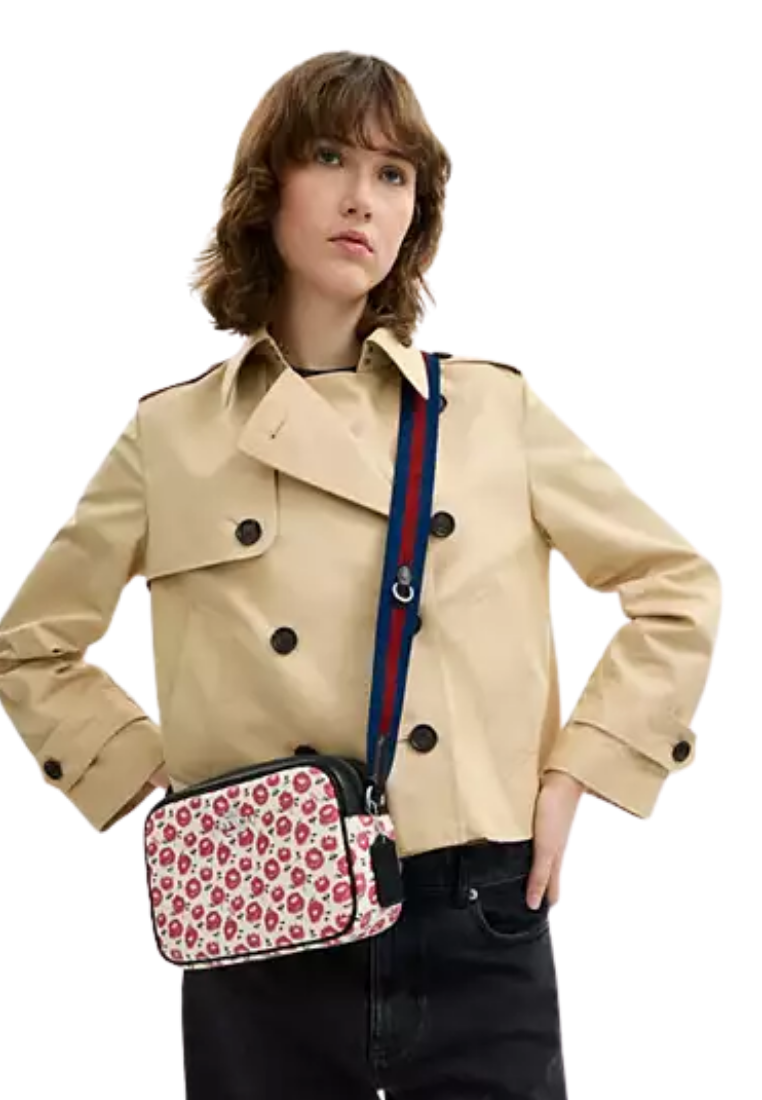 ( PREORDER ) Coach Jamie With Floral Print Camera Bag In Silver Chalk Black Multi CBM21