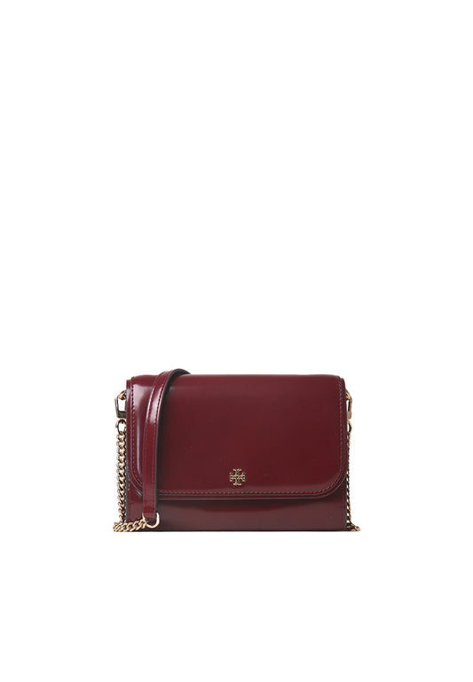 Tory Burch Emerson Patent Chain Crossbody Bag In Royal Burgundy 139427