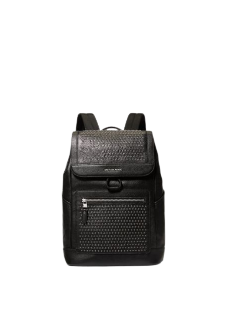 ( PREORDER ) Michael Kors Hudson Medium Grommeted Leather Backpack In Black 33F5SHDB6L