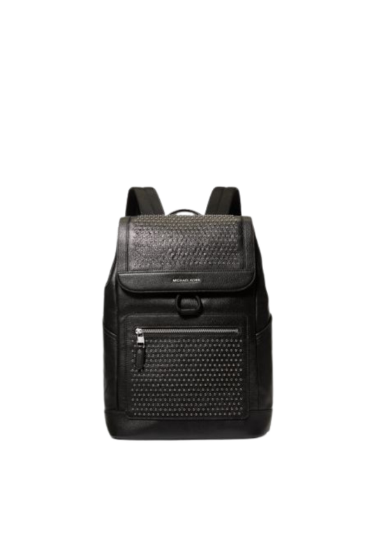 ( PREORDER ) Michael Kors Hudson Medium Grommeted Leather Backpack In Black 33F5SHDB6L
