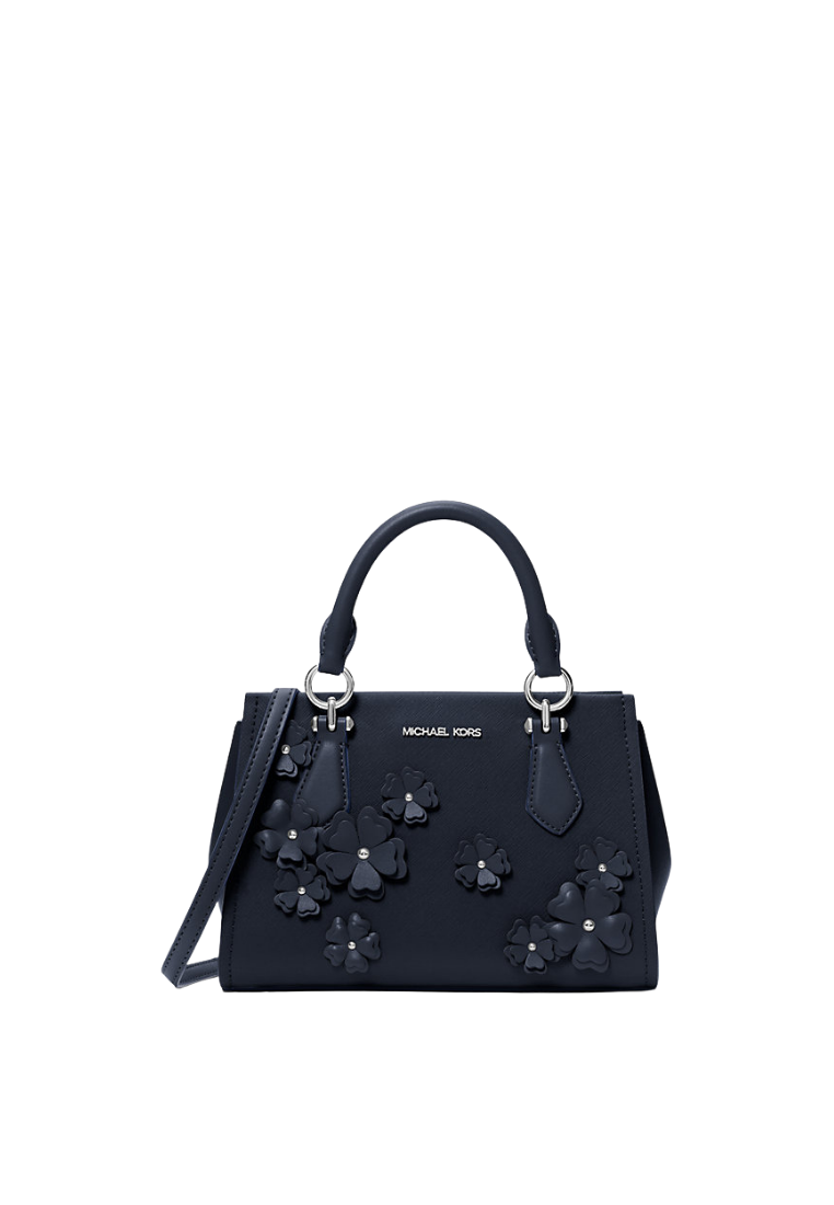 ( PREORDER ) Michael Kors Marilyn Small Floral Embellished Satchel Bag In Navy 35S6S6AM5L