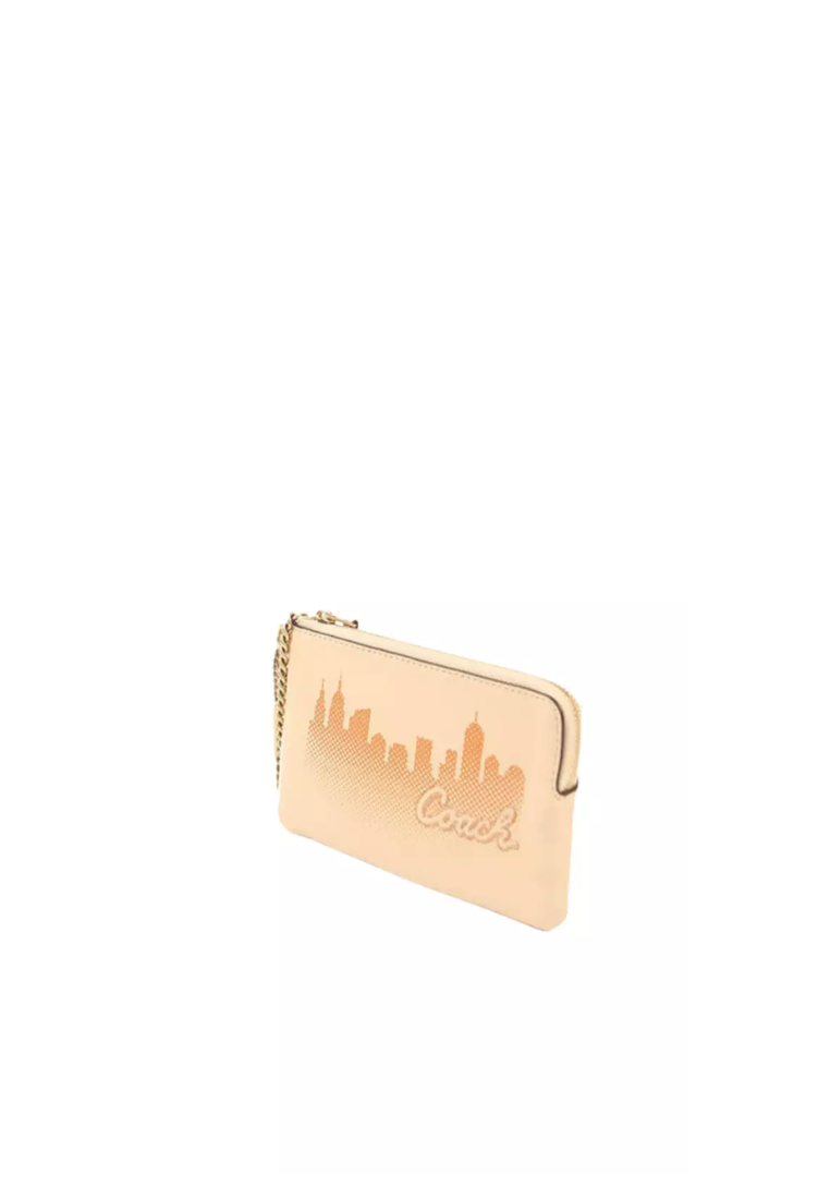 Coach X Jennifer Lopez Corner Zip C6514 Wristlet With Nyc Skyline In Cream