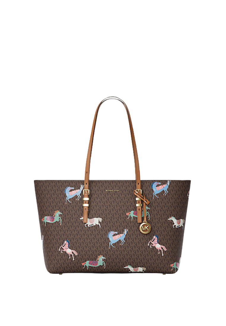( PREORDER ) Michael Kors Quinn Large Signature Logo Tote Bag In Brown Acorn 30R6GQNT9B