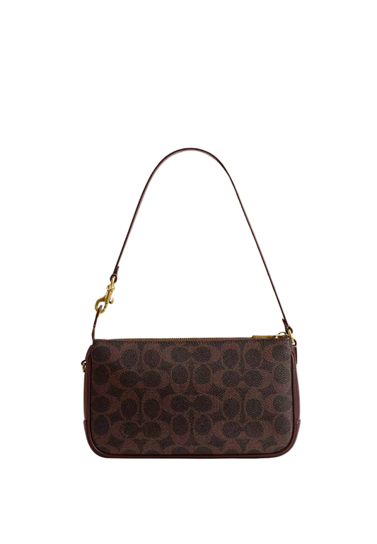( PREORDER ) Coach Plaza In Signature Canvas Shoulder Bag In Brass Maple CCC42