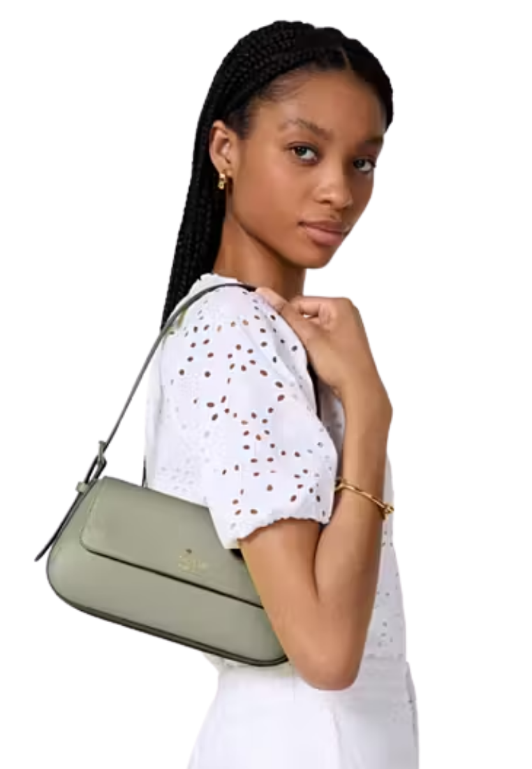 ( PREORDER ) Kate Spade Madison Saffiano Leather Small Flap Shoulder Bag In Dusky Pine KK952