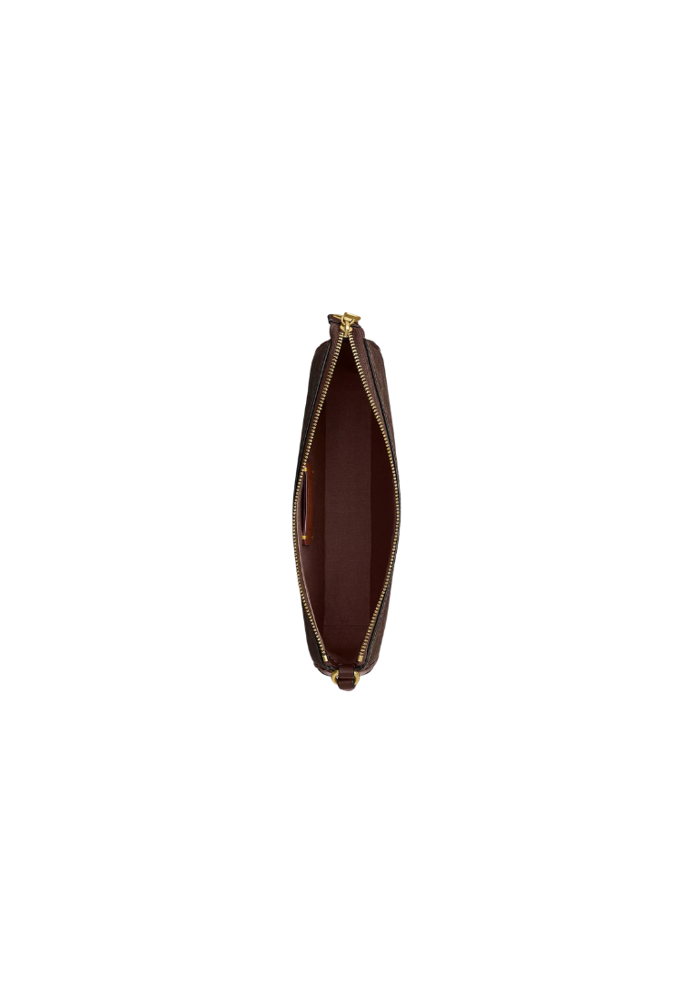 ( PREORDER ) Coach Plaza In Signature Canvas Shoulder Bag In Brass Maple CCC42