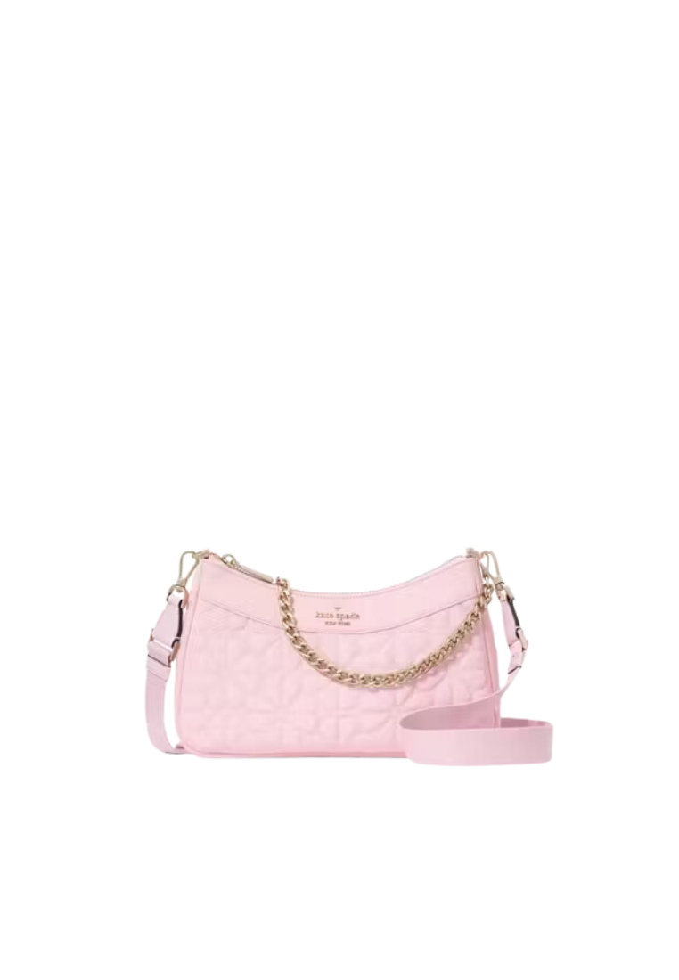 ( PREORDER ) Kate Spade Spade Flower Quilted Fabric Crossbody Bag In Pink Horizon KK077