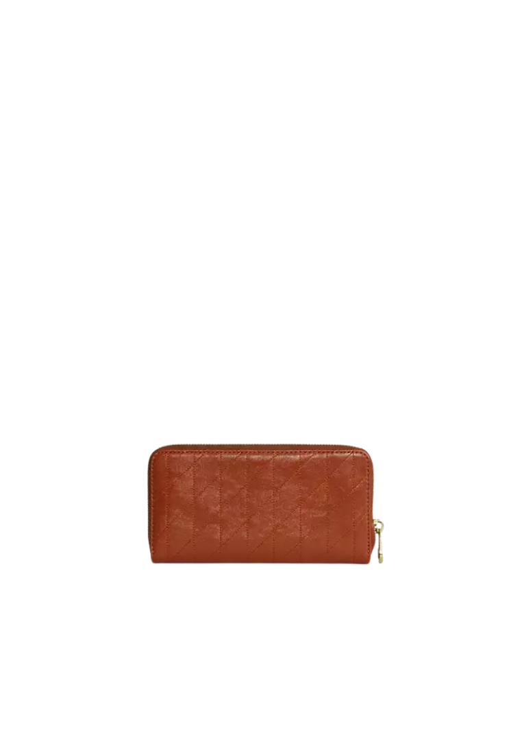 Coach Long Zip Around Wallet With Quilting In Cinnamon CEL63