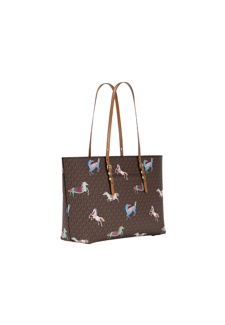 ( PREORDER ) Michael Kors Quinn Large Signature Logo Tote Bag In Brown Acorn 30R6GQNT9B