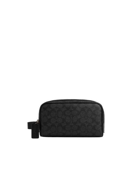 ( PREORDER ) Coach Small Travel Kit Clutch Bag In Gunmetal Charcoal Black CAR15