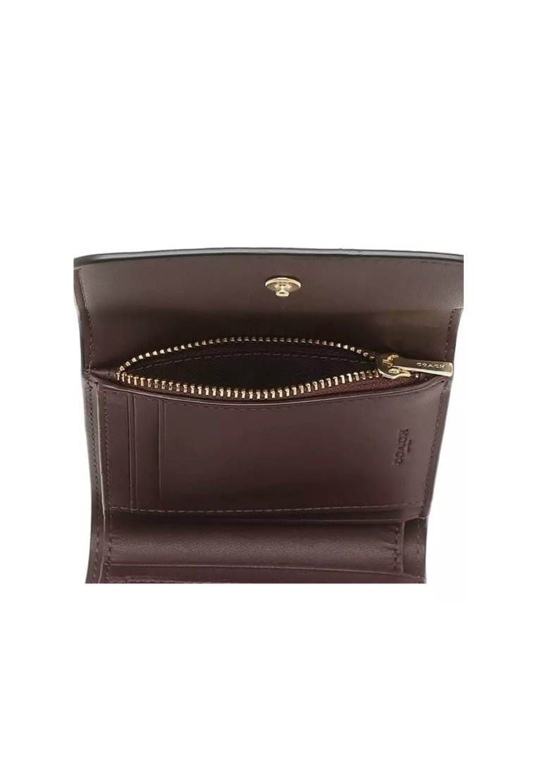 Coach Small Trifold Wallet CE930 With Blocked Signature Canvas In Silver Graphite Black