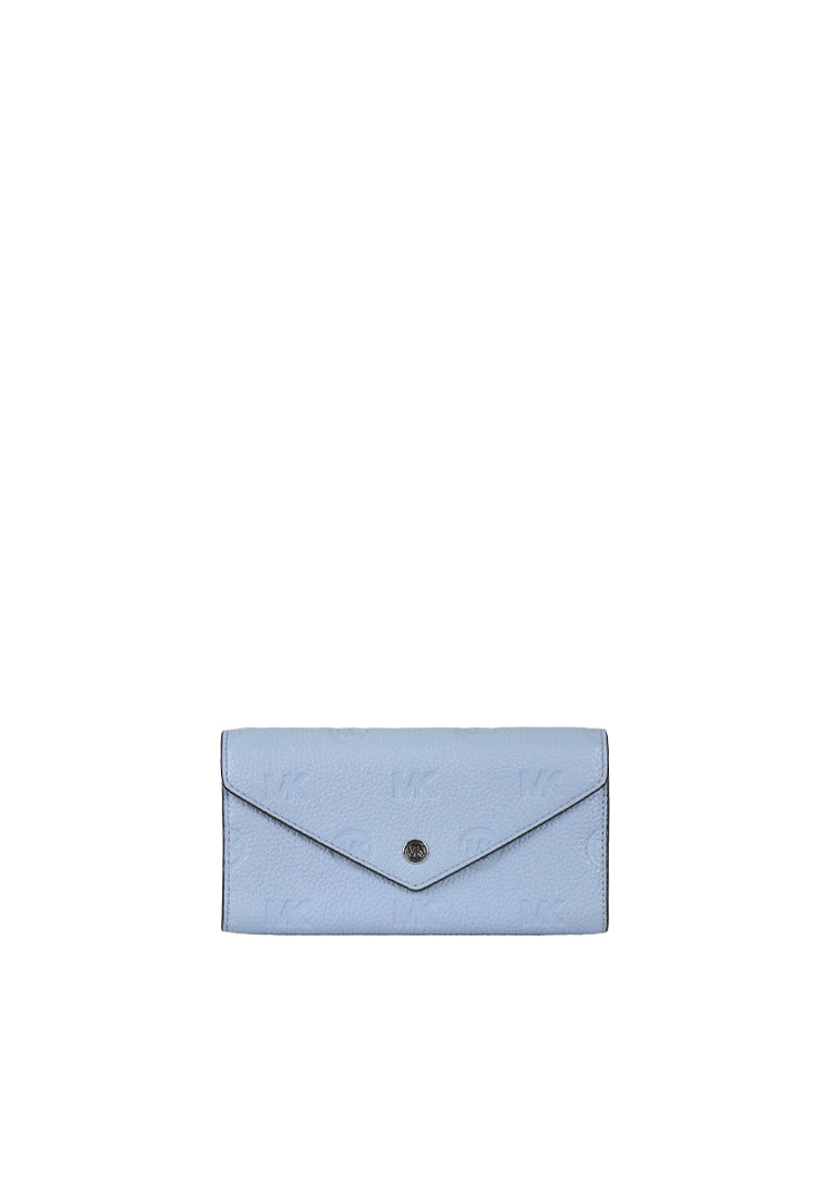 Michael Kors Jet Set Travel Envelope Wallet Embossed Leather In Paleblue 35F3STVE7T