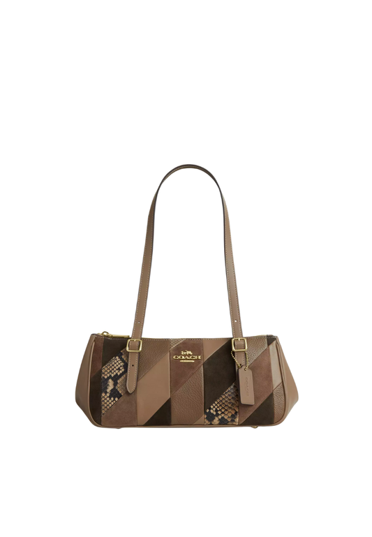 ( PREORDER ) Coach Asher With Patchwork Shoulder Bag In Mushroom Multi CCJ05