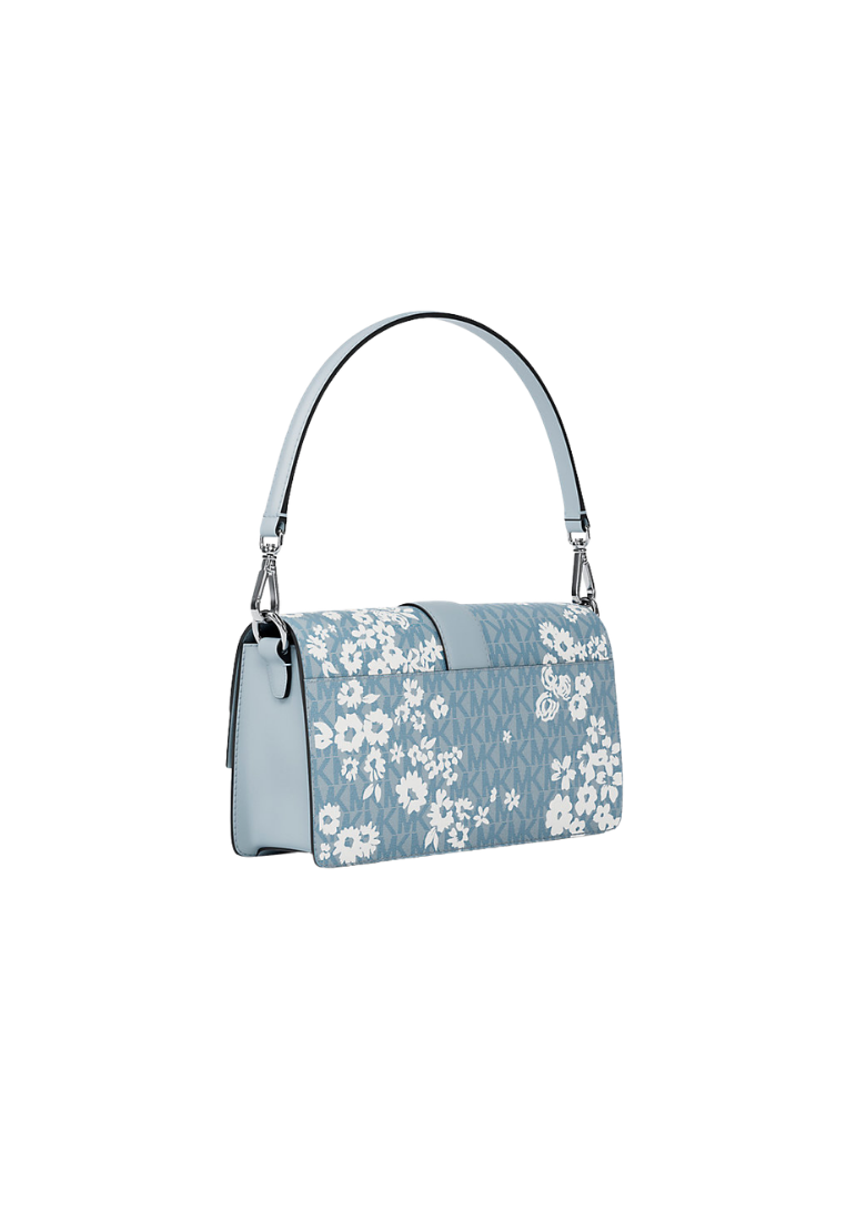 ( PREORDER ) Michael Kors Greenwich Medium Printed Signature Logo Convertible Shoulder Bag In Pale Ocean 35S6SGRL2Y