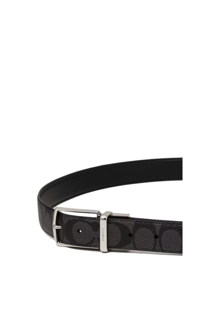 Coach Harness Buckle Cut To Size Reversible Belt In Charcoal Black CQ016