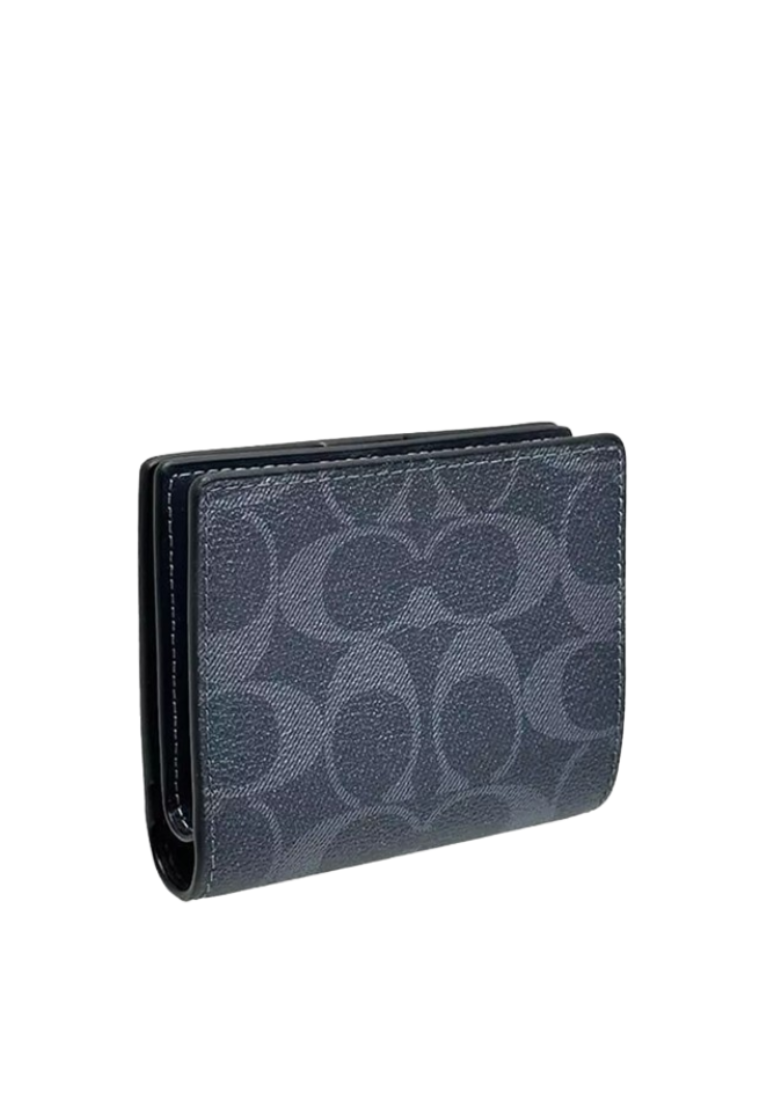 Coach Snap Wallet In Signature Canvas In Denim Midnight Navy C3309