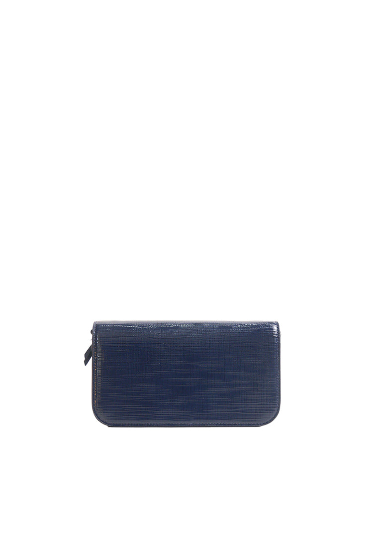 Tory Burch Britten Textured Patent Chain Wallet With Wristlet In Navy 175829