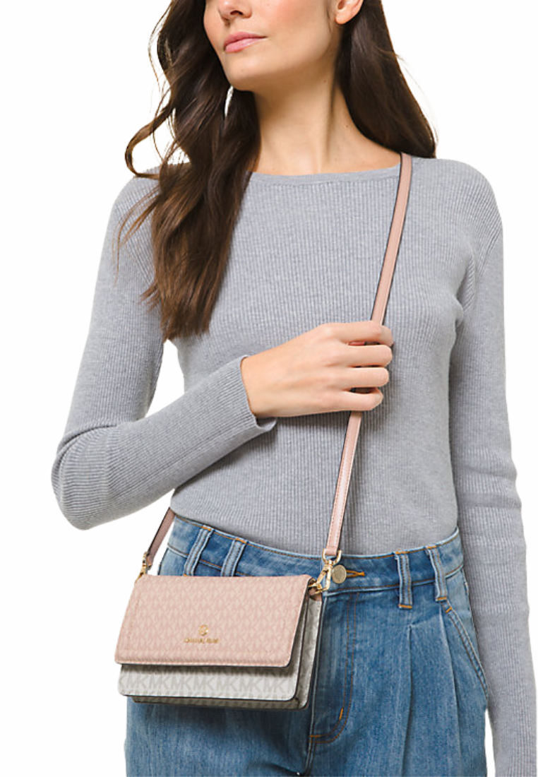 Michael Kors Jet Set Small Two-Tone Logo Smartphone Crossbody Bag In Ballet Multi 32S1GT9C0V