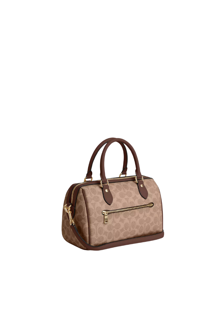 Coach Rowan In Signature Canvas Satchel Bag In Tan Brown CV961