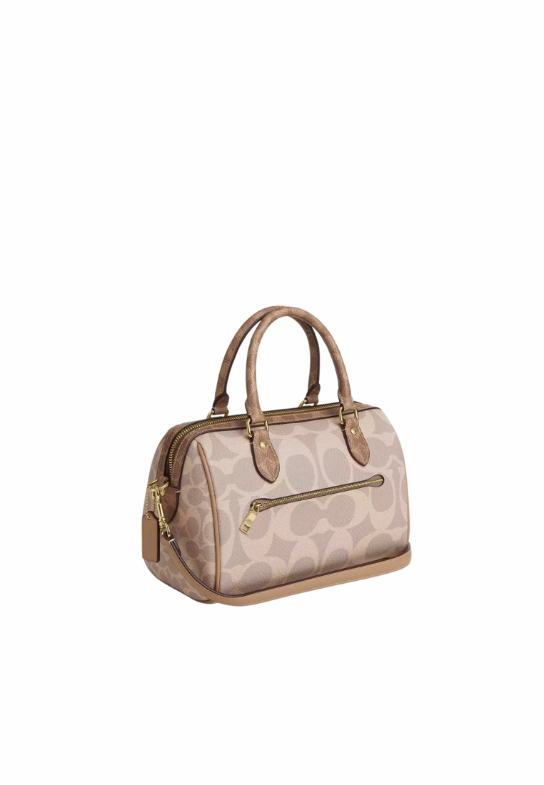 ( PREORDER ) Coach Rowan Satchel Bag In Blocked Signature Canvas Shoulder Bag In San Tan CY679