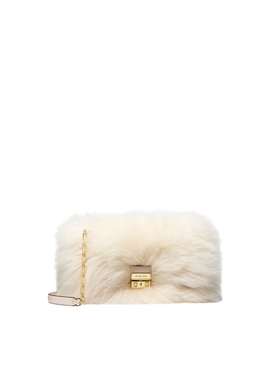 ( PREORDER ) Michael Kors Tribeca Large Faux Shearling Shoulder Bag In Natural 30F5G2RL7Y