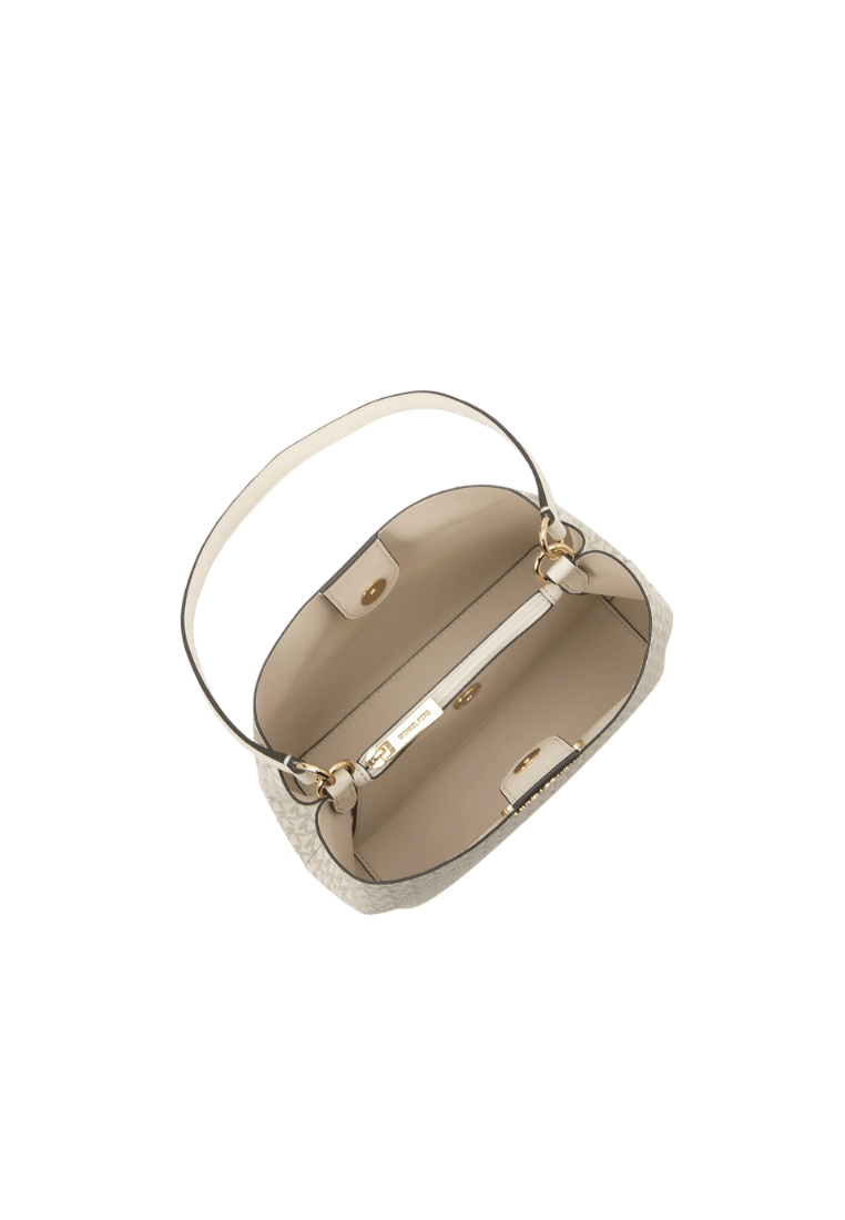 Michael Kors Pratt Bucket Logo Handbag Medium Shoulder In Light Cream Multi 35S4G3FS2V