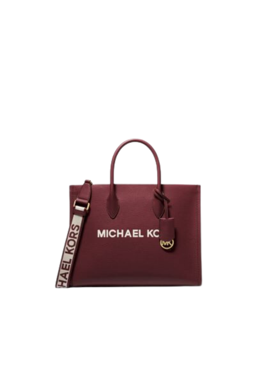 ( PREORDER ) Michael Kors Mirella Tote Bag Medium Pebbled Leather In Oxblood 35S4G7ZT2L