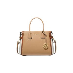 Michael Kors Mercer Medium Color-Block Belted Satchel Bag In Camel Multi 35S4GM9S8L