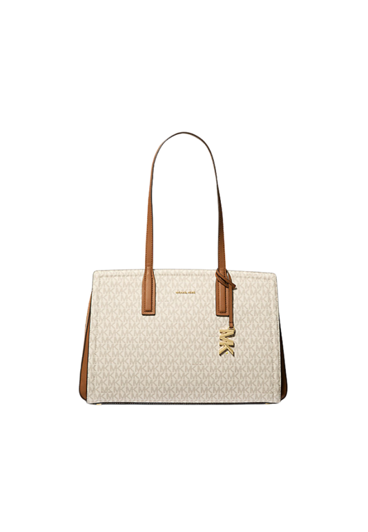 ( PREORDER ) Michael Kors Laila Medium Signature Logo Tote bag In Vanilla Acorn 30S5G9IT2B