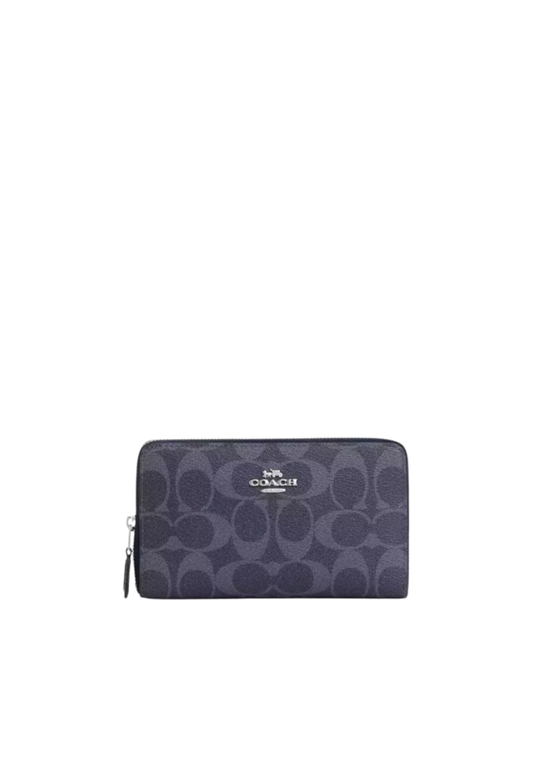 Coach Medium Id Zip Wallet In Signature Canvas In Denim Midnight Navy 88913